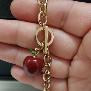 Gold Apple Charm Bracelet